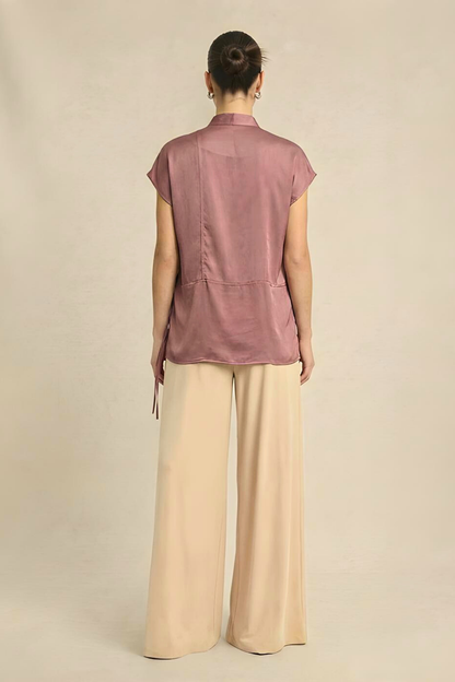 Crew Neck Blouse - Brick Red