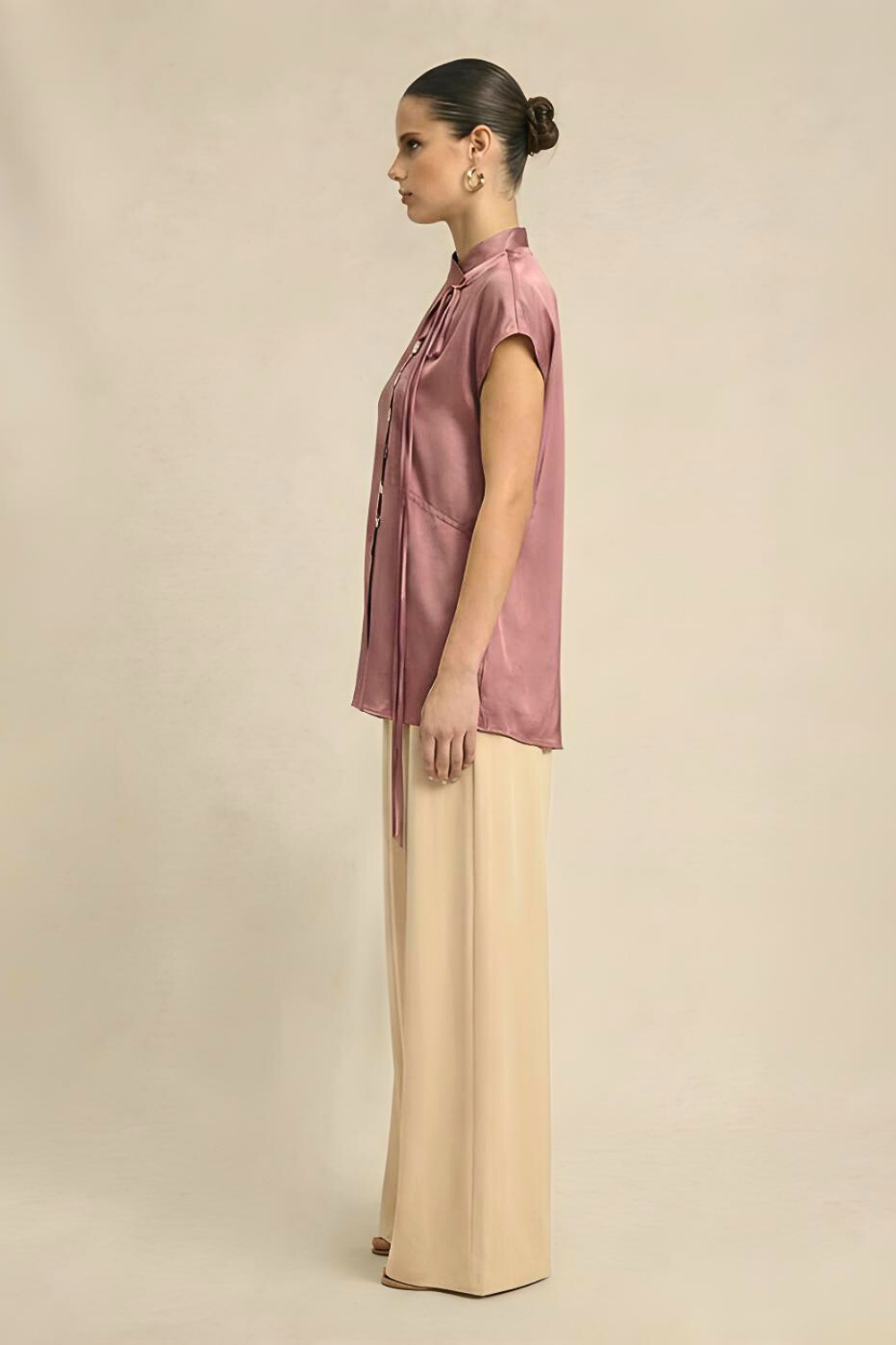 Crew Neck Blouse - Brick Red