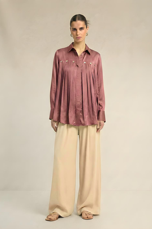 Gather Shirt - Brick Red