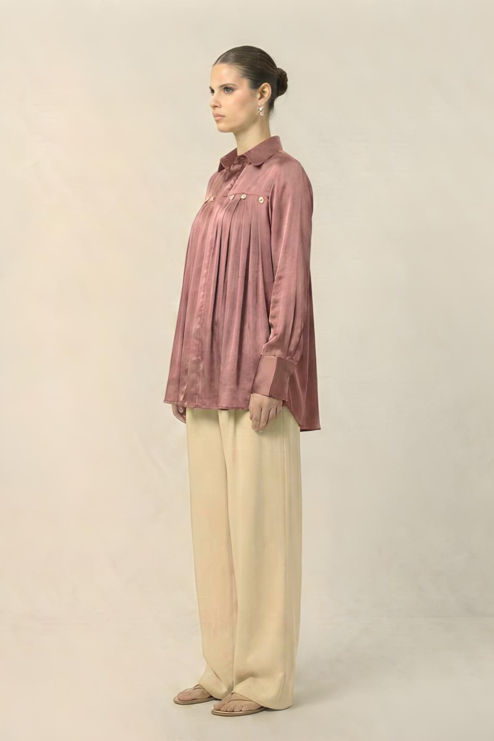 Gather Shirt - Brick Red