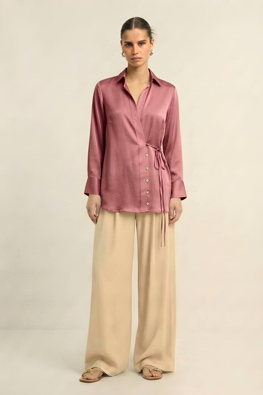 Wrap Blouse - Brick Red