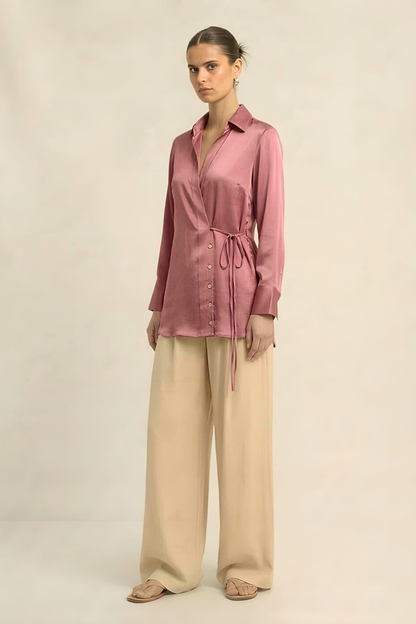 Wrap Blouse - Brick Red