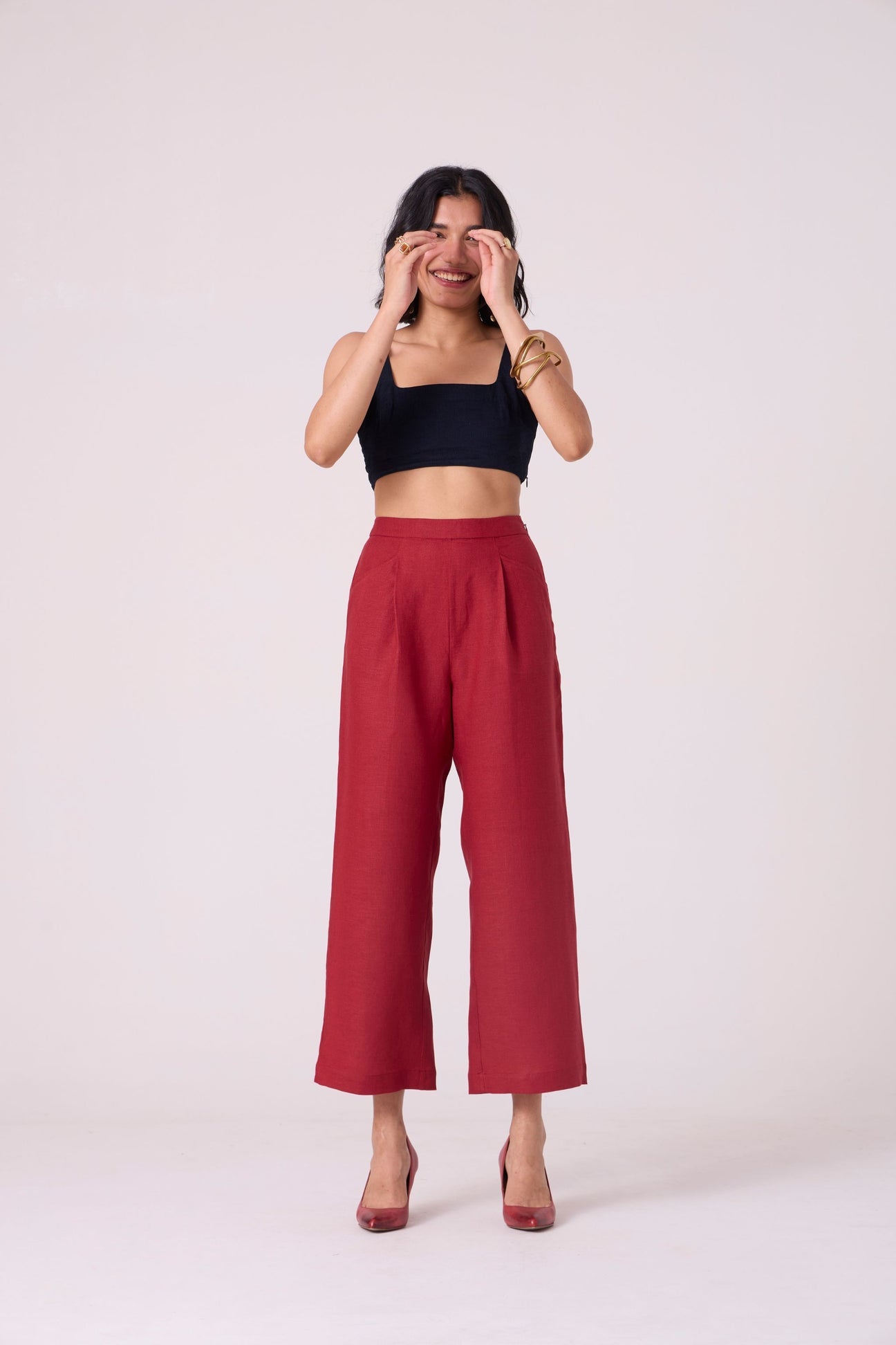 Clyde Red Linen Pants