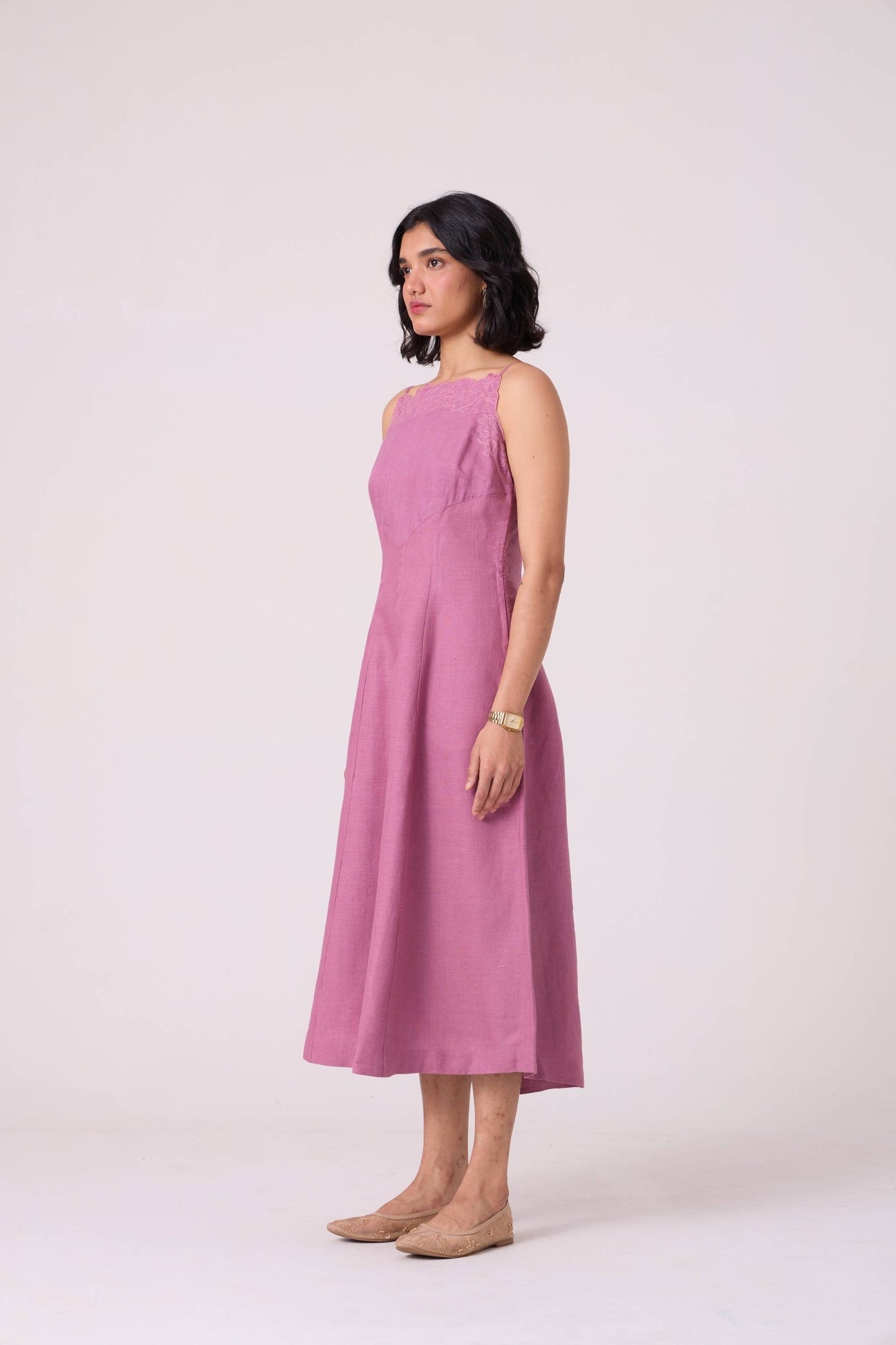 Nimal Lilac Embroidered Dress