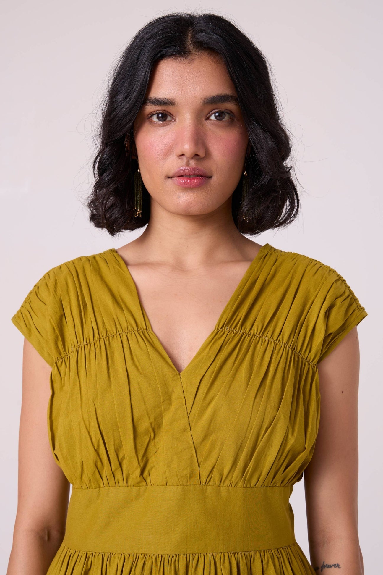 Roman Green Ruched Top