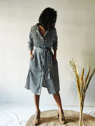 Checkered Shirt Dress