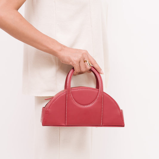 Half moon beige bag for women made with conscious and vegan leather.