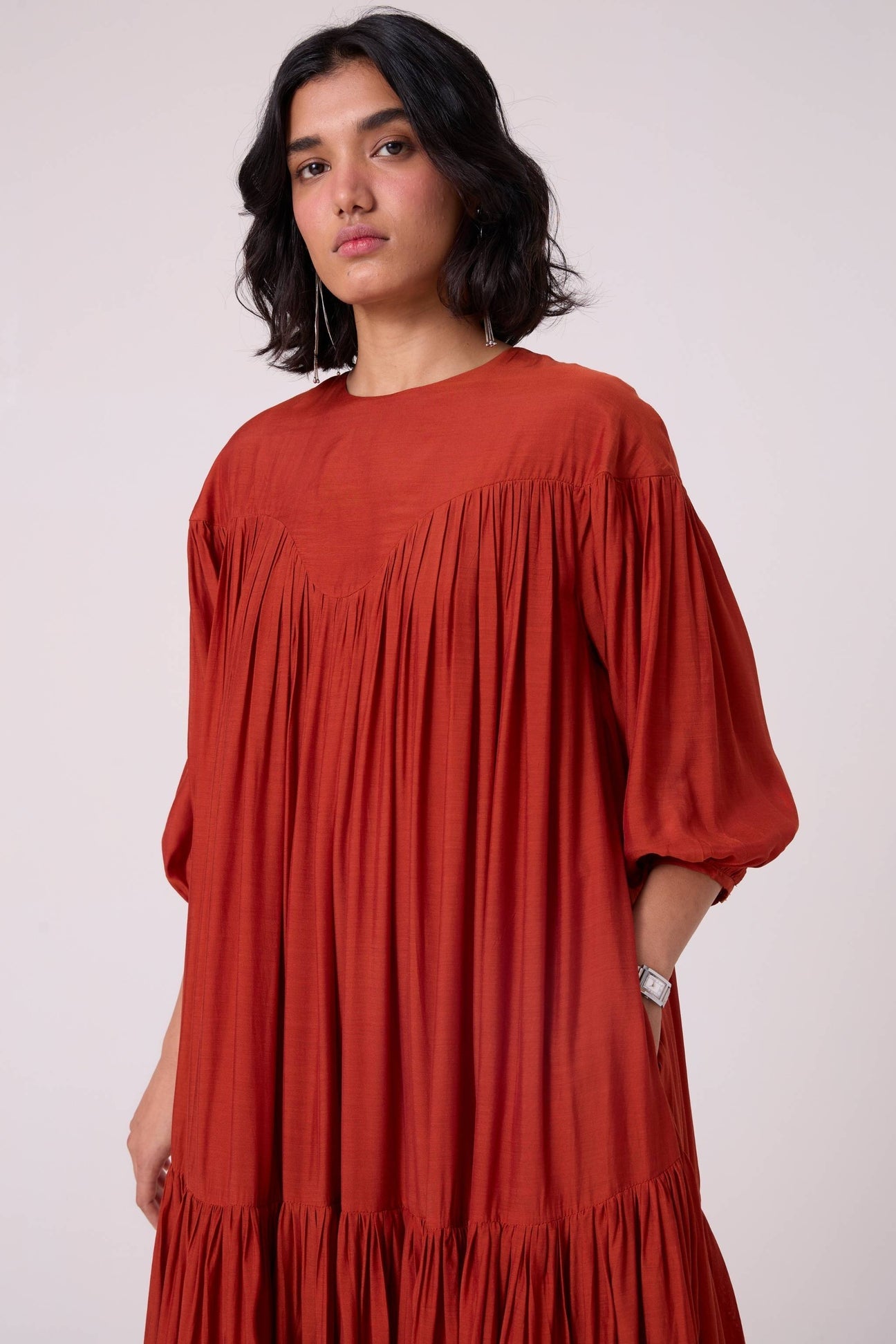 Zorka Rust Cupro Maxi Dress