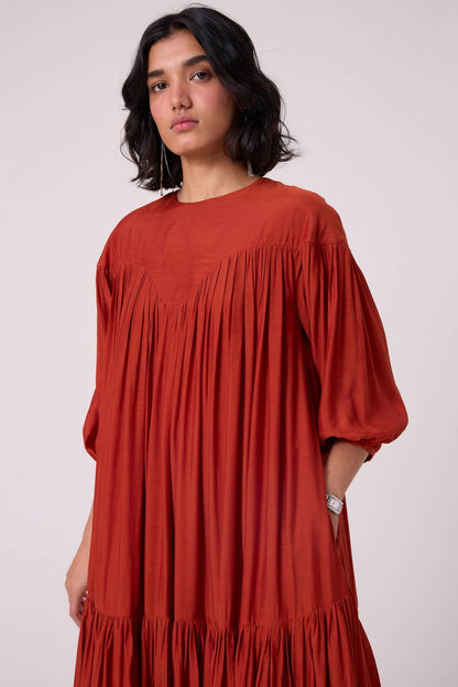 Zorka Rust Cupro Maxi Dress
