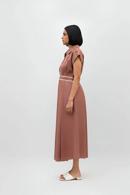 Tuscan Red-Ivory Skater Dress