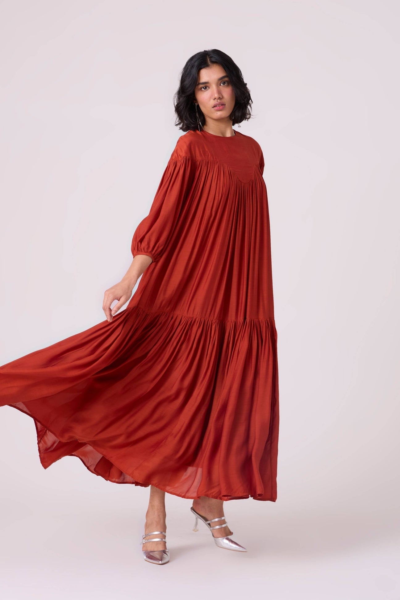 Zorka Rust Cupro Maxi Dress