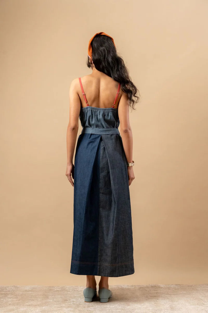 LOUISA UPCYCLED DENIM DRESS