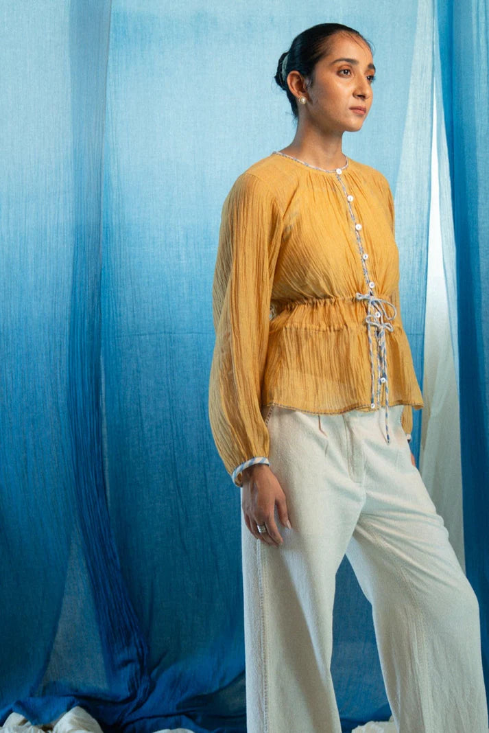 AY Chanderi Ruched Blouse
