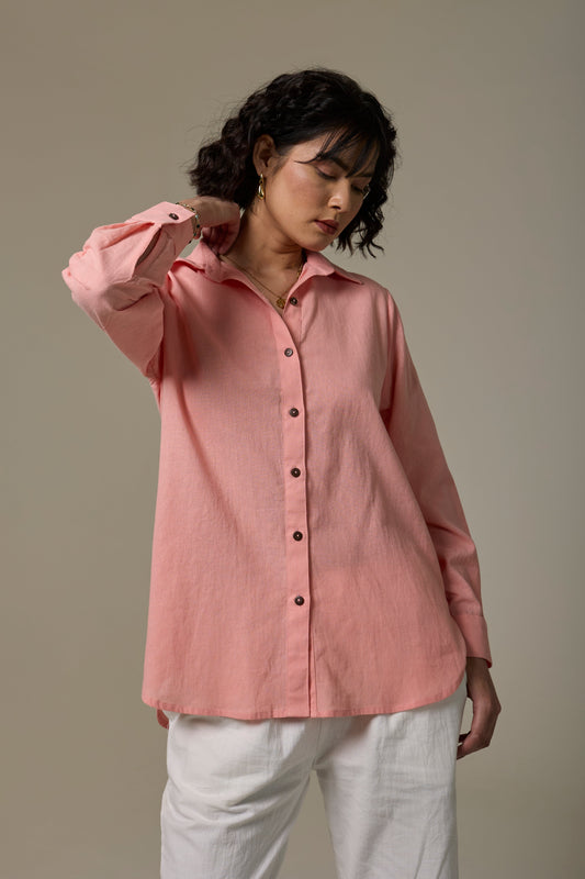 Coral Cotton Linen Shirt