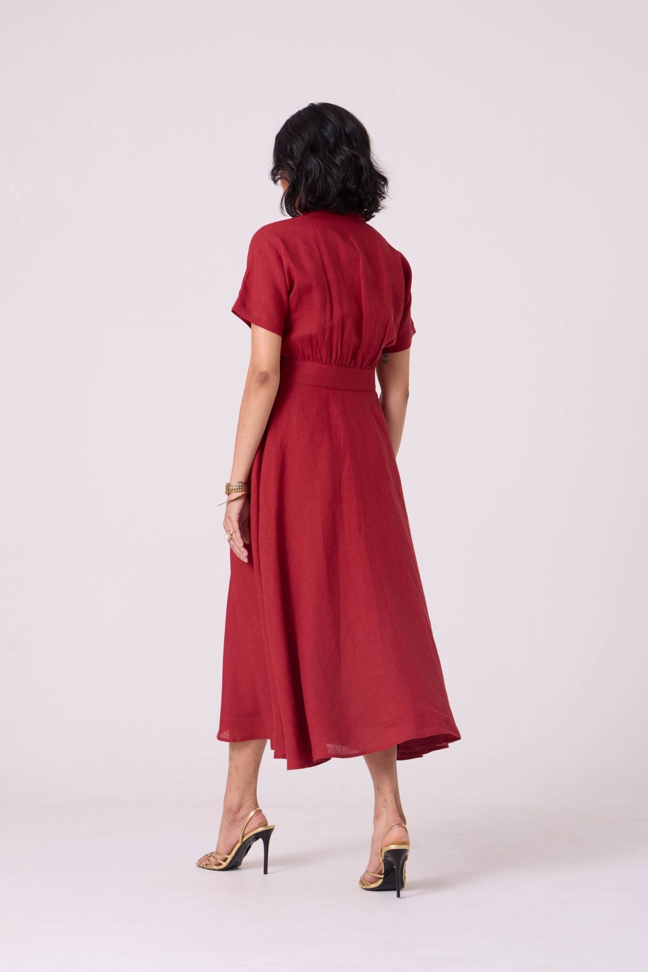 Miyake Red Linen Dress