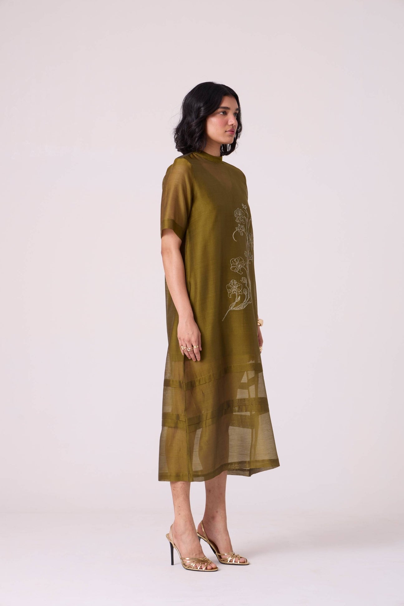 Larisa Green Handwoven Shift Dress