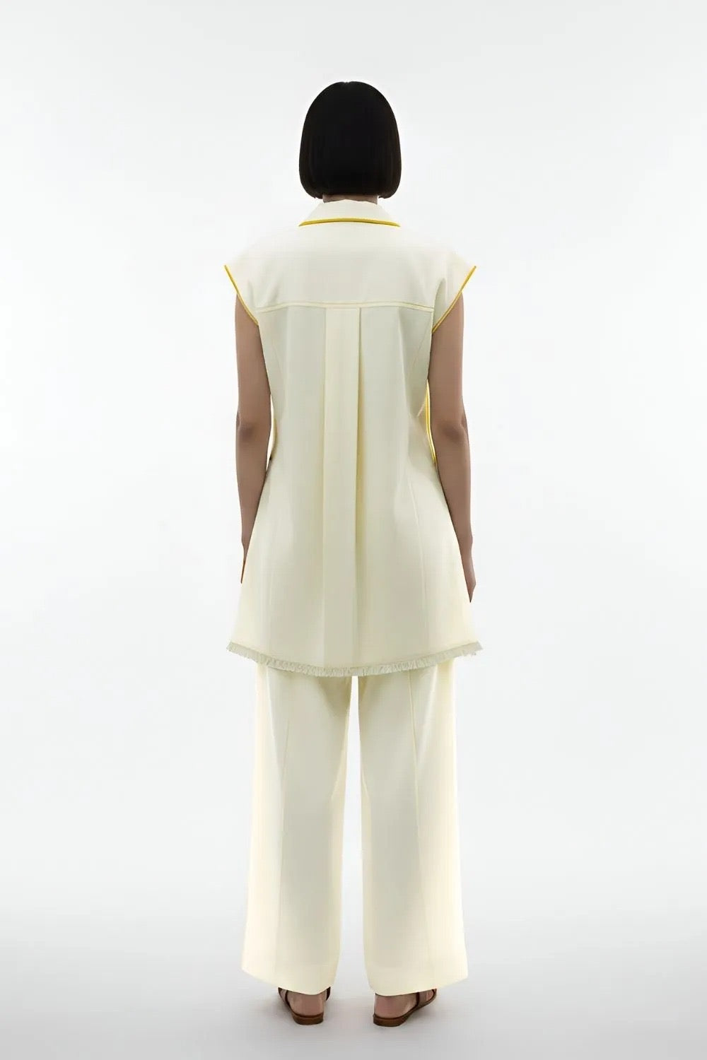 Ivory-Mango Yellow Blazer Set