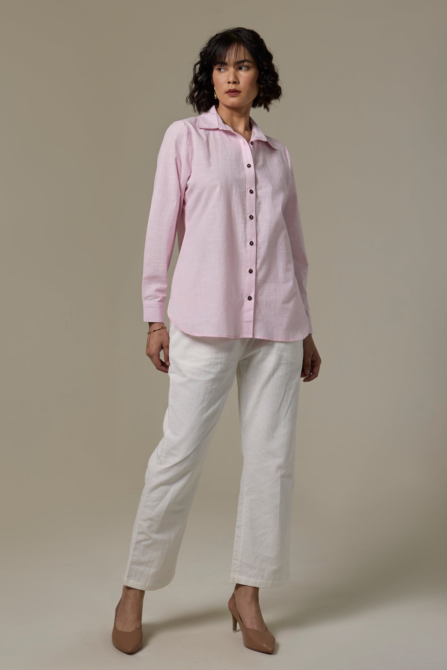Pearl Pink Cotton Slub Shirt
