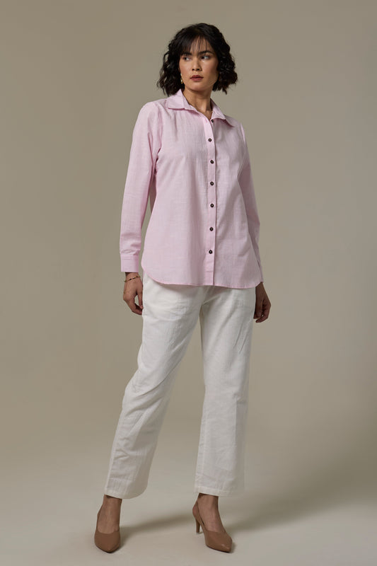 Pearl Pink Cotton Slub Shirt