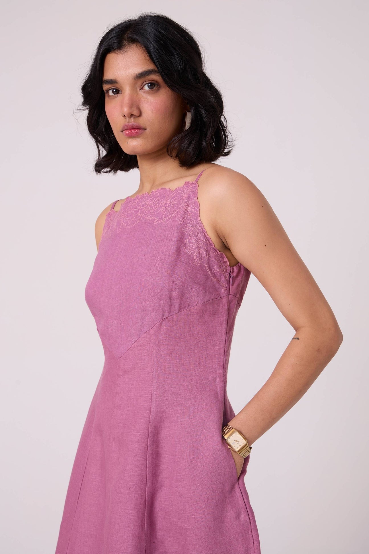 Nimal Lilac Embroidered Dress