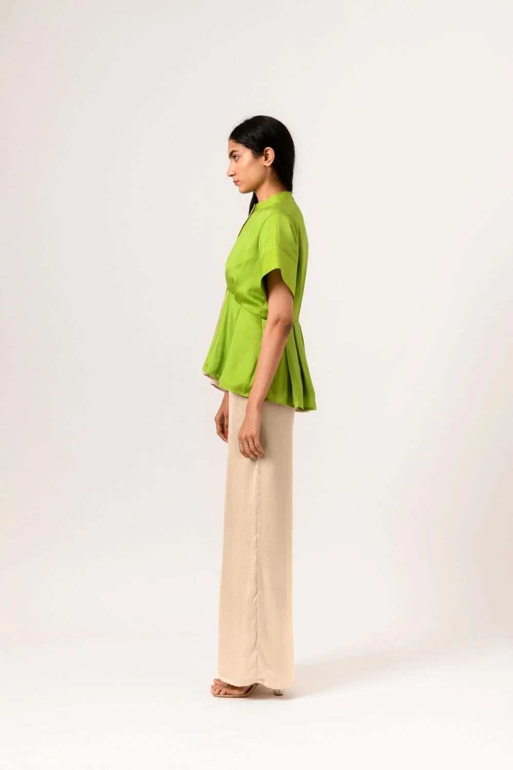 Ecru-Green Half-Half Co-ord Set