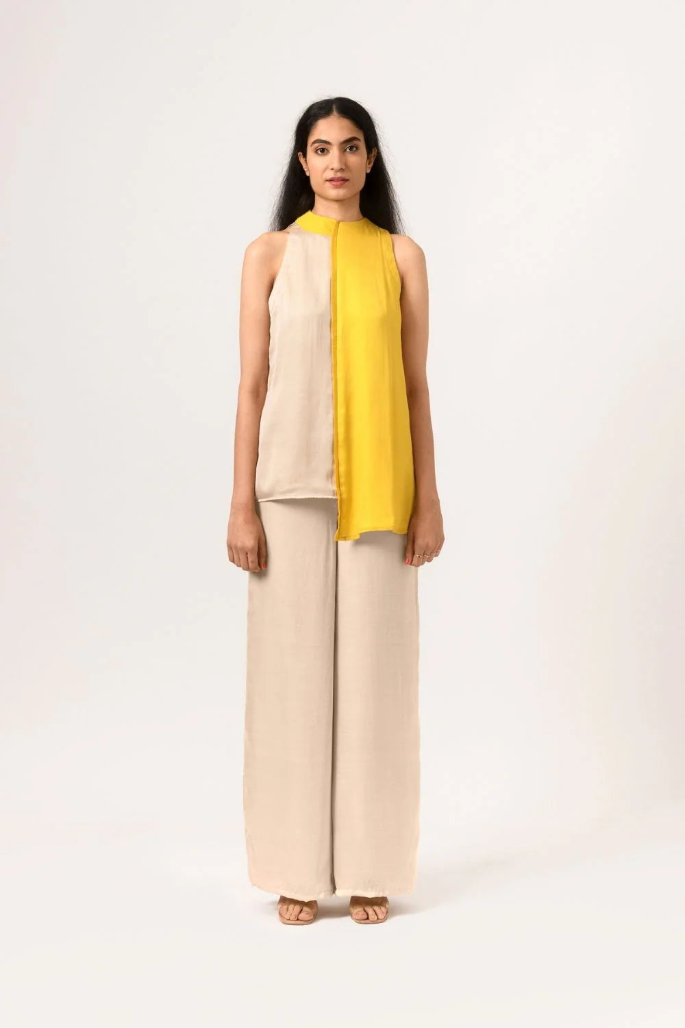 Ecru Yellow Halter Neck Blouse