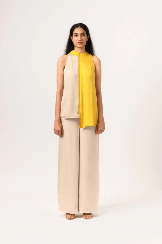 Ecru Yellow Halter Neck Blouse