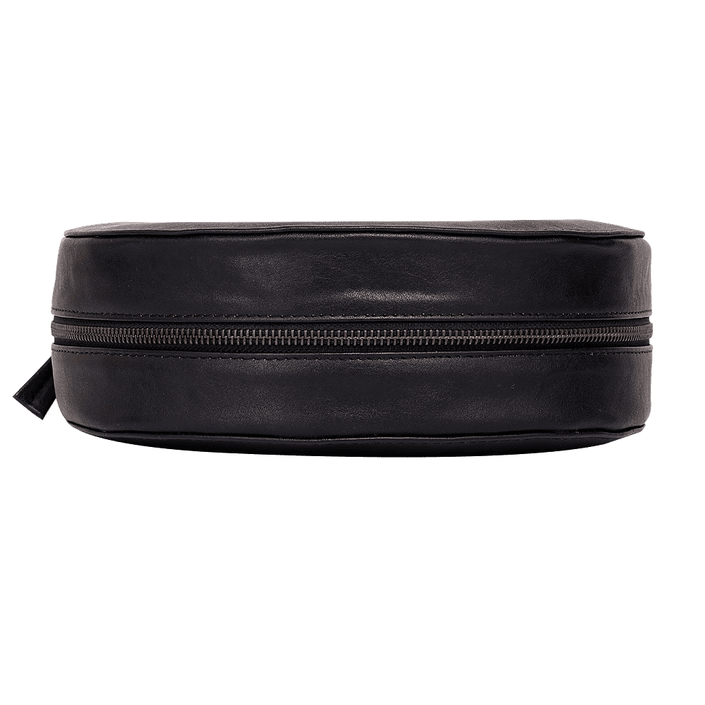 Black everyday unisex tech organiser made with conscious and vegan leather.