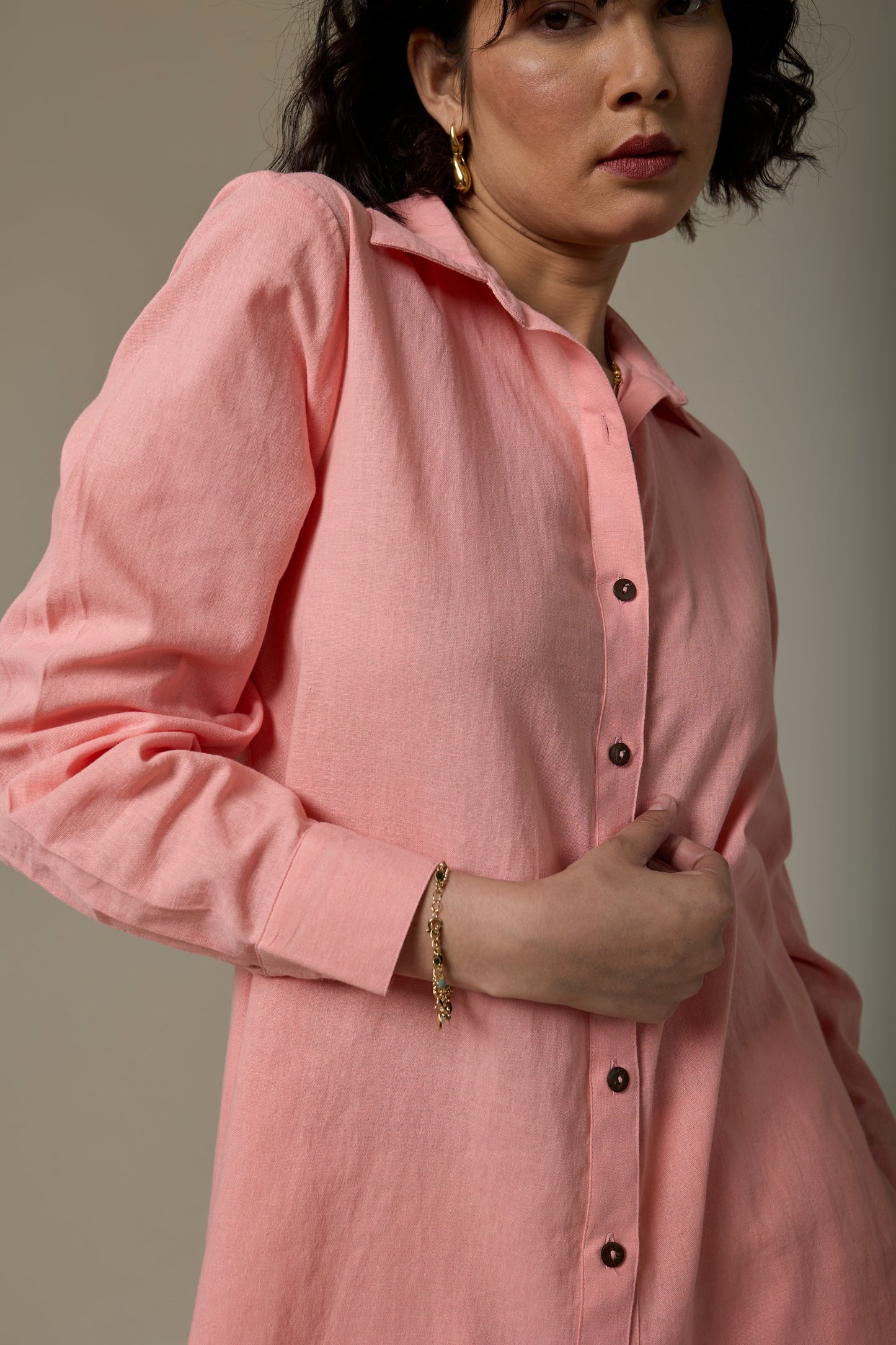 Coral Cotton Linen Shirt