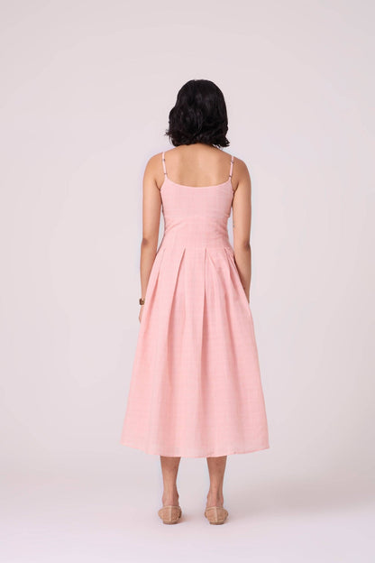 Ai Pink Embroidered Handwoven Dress