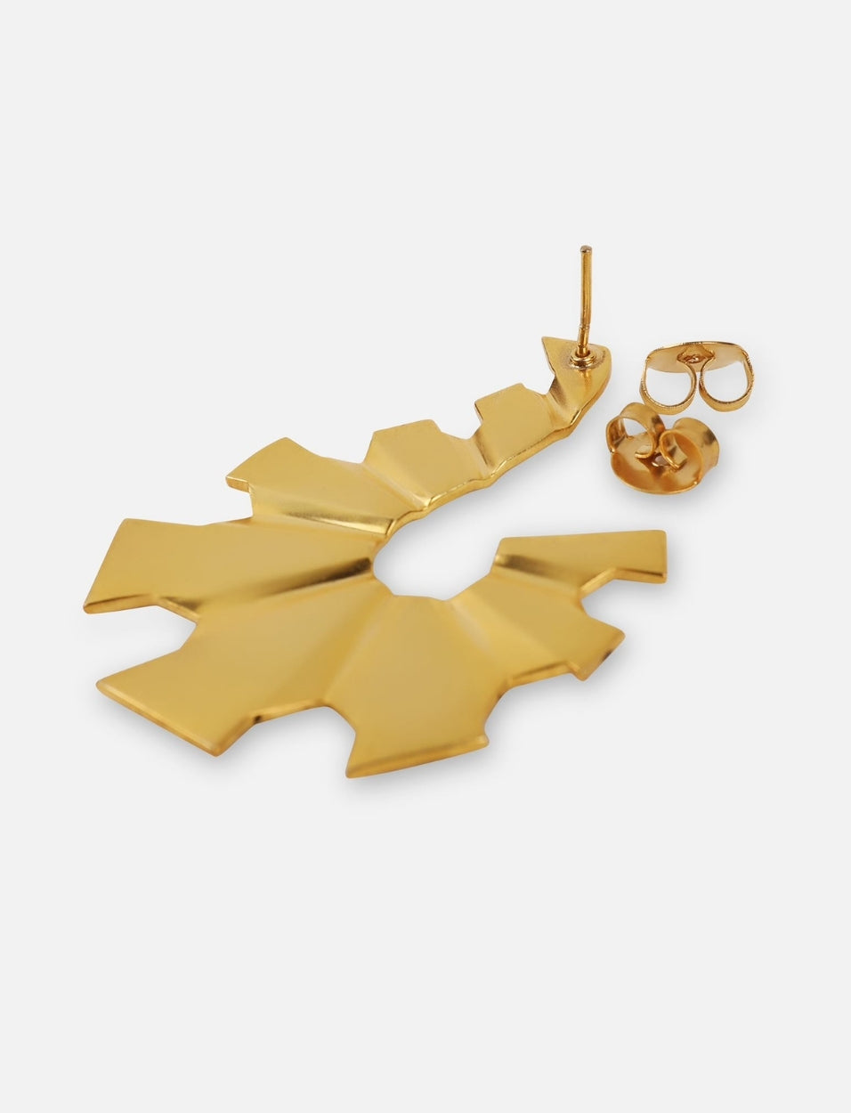 Gold plated brass women's earrings, sustainable and ethical jewelry.