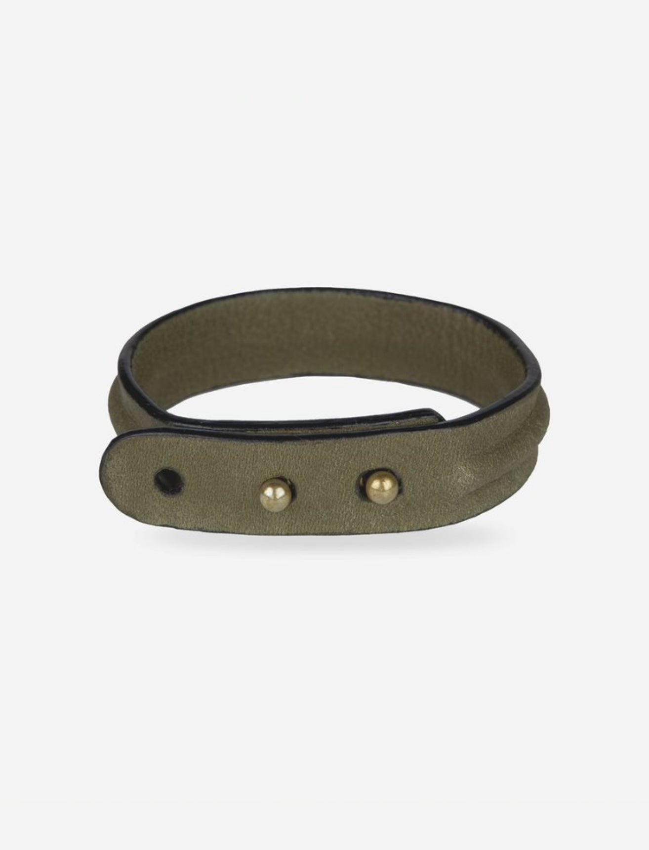 Olive upcycled leather adjustable unisex bracelet.