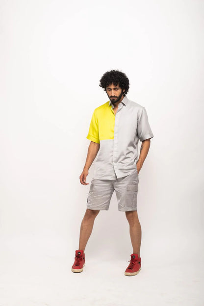 Grey-Neon Colorblocked Co-ord Set