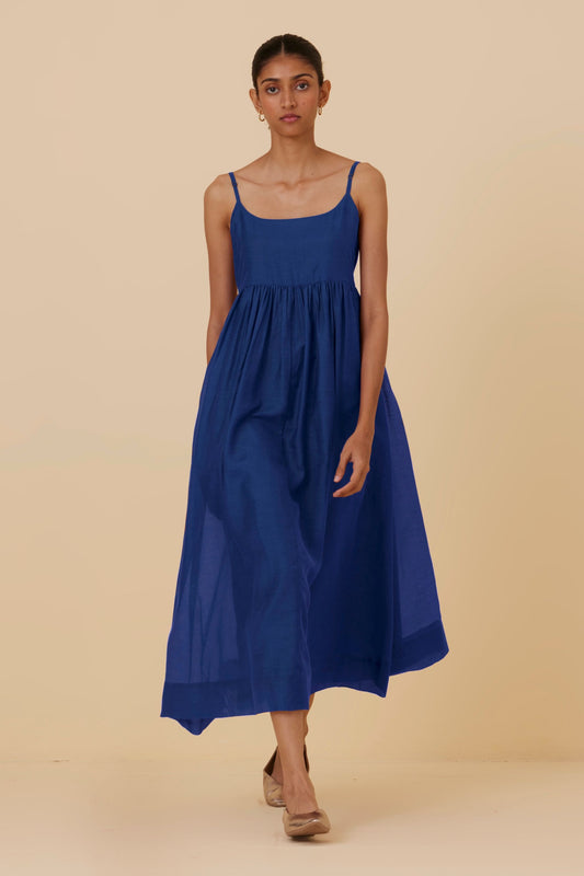 Hamza Royal Blue Sleeveless Midi Dress