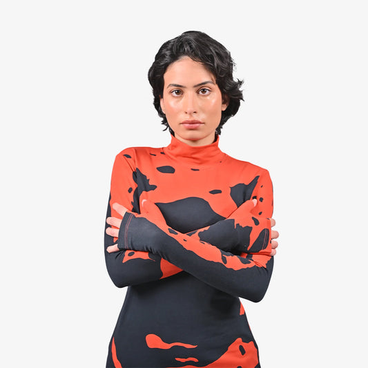 Sculpted gloved HUEMN flesh top Red