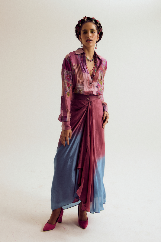 Paako patchwork shirt- lavender