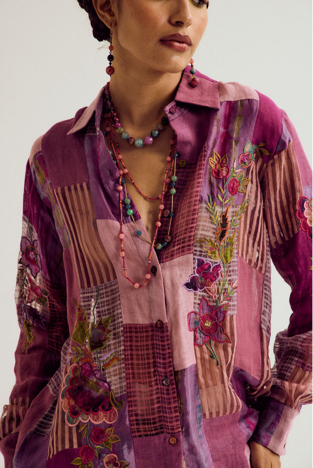 Paako patchwork shirt- lavender