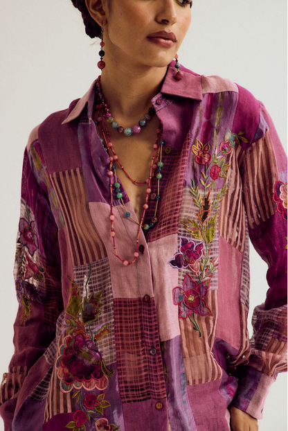 Paako patchwork shirt- lavender