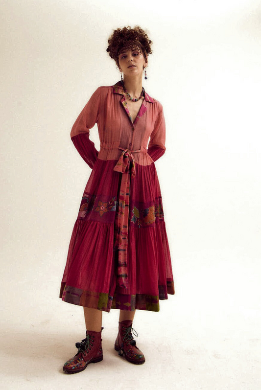 Wisteria dress - fuchsia/peach