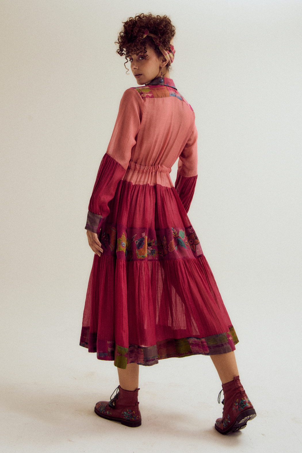 Wisteria dress - fuchsia/peach