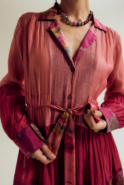 Wisteria dress - fuchsia/peach