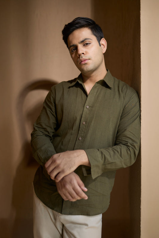 Wild Olive Cotton Linen Shirt
