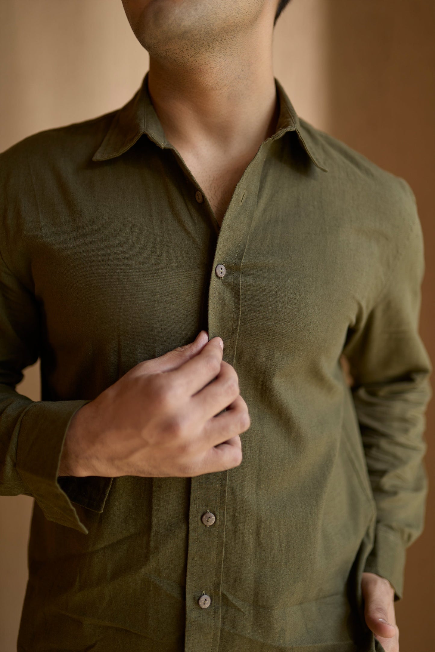 Wild Olive Cotton Linen Shirt