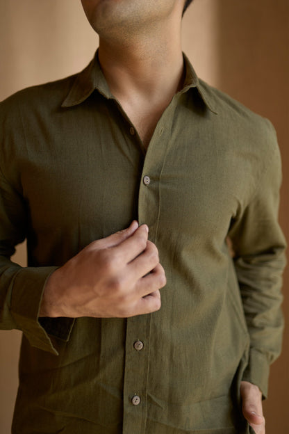 Wild Olive Cotton Linen Shirt