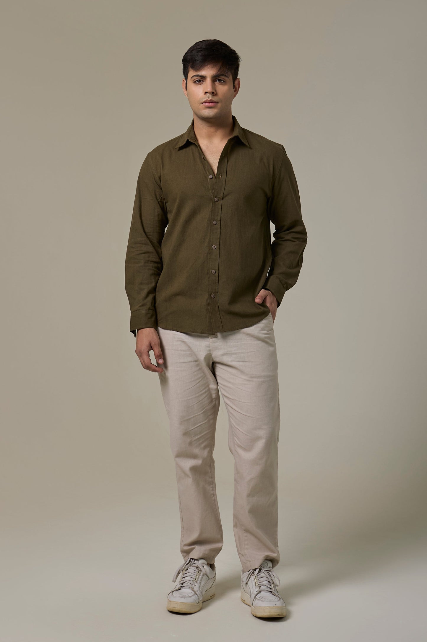 Wild Olive Cotton Linen Shirt
