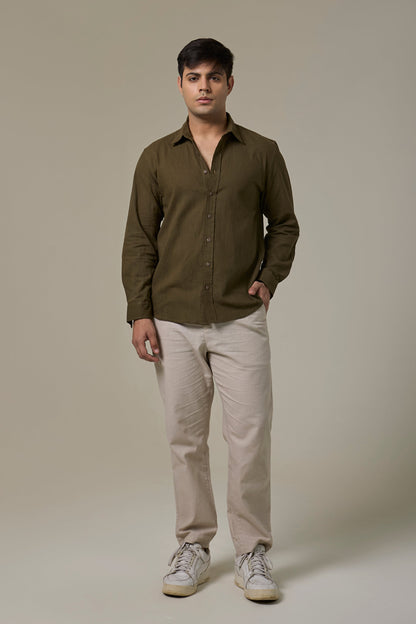 Wild Olive Cotton Linen Shirt