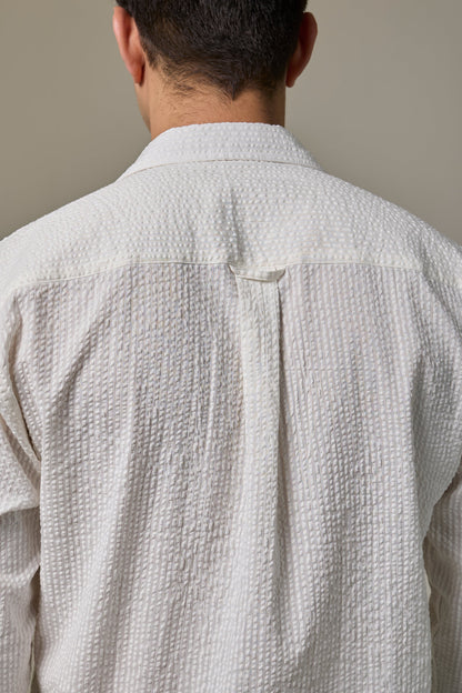 Safed Cotton Seersucker Shirt