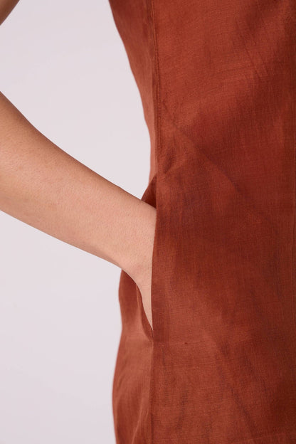 Nadya Copper Handwoven Panelled Dress