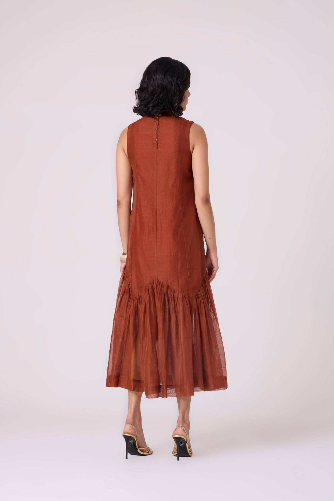 Nadya Copper Handwoven Panelled Dress