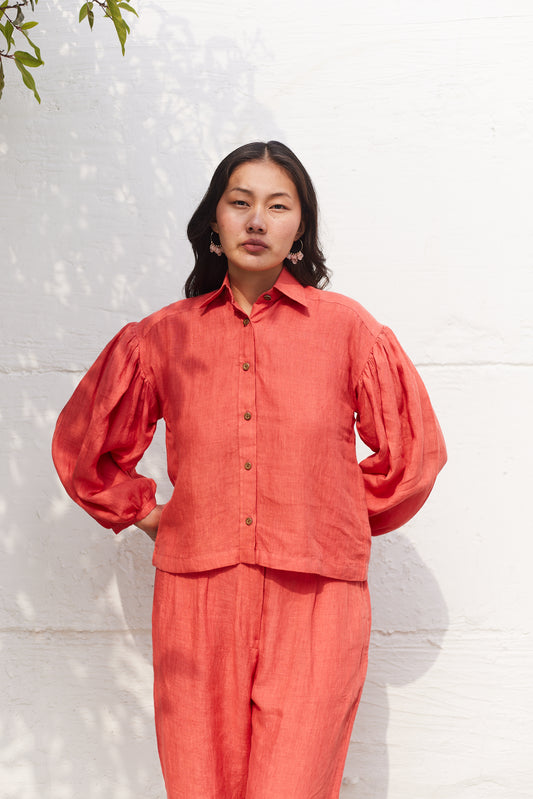 London Eye Linen Shirt Coral